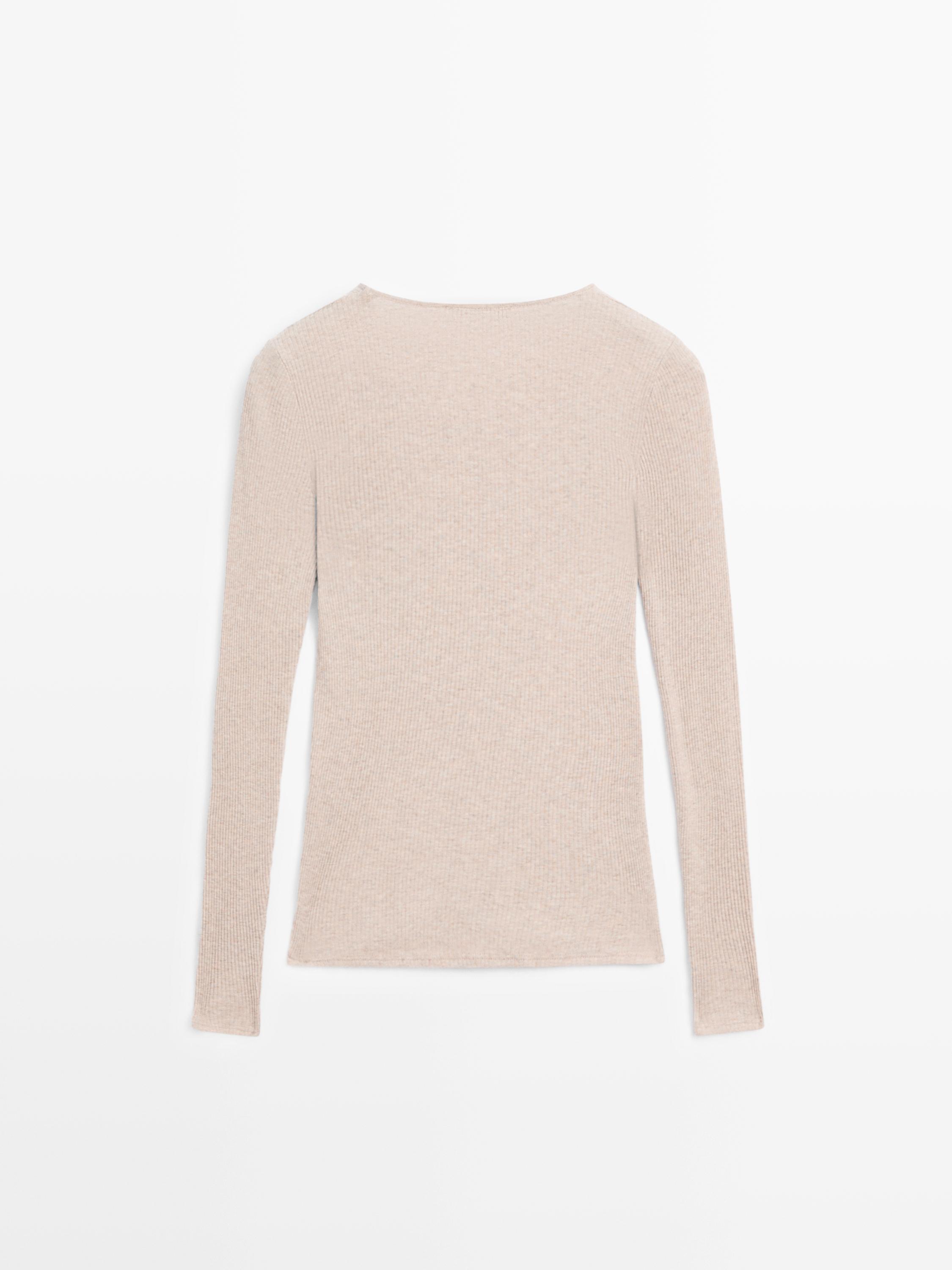 Long sleeve T-shirt with ribbed detail